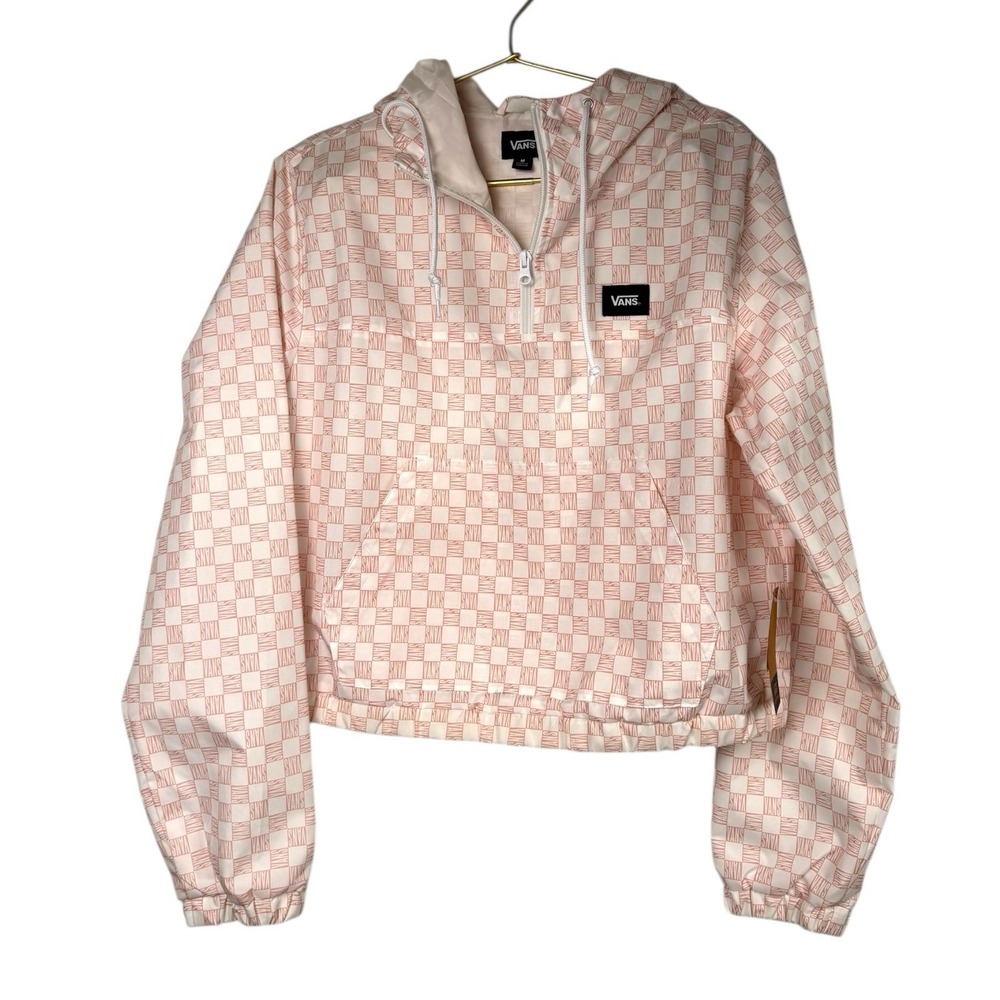 Vans Women's Kastle Turvey Jacket - Size M - White & Pink Checkered Design 124